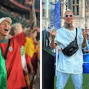 La Liendra estuvo en Europa disfrutando de una de sus pasiones, el fútbol. Foto: Instagram @la_liendraa. Montaje SEMANA.