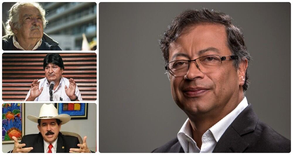 Gustavo Petro y algunos expresidentes de izquierda que lo acompañarán durante su posesión.