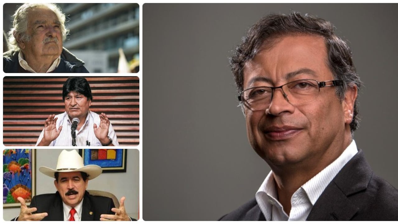 Gustavo Petro y algunos expresidentes de izquierda que lo acompañarán durante su posesión.