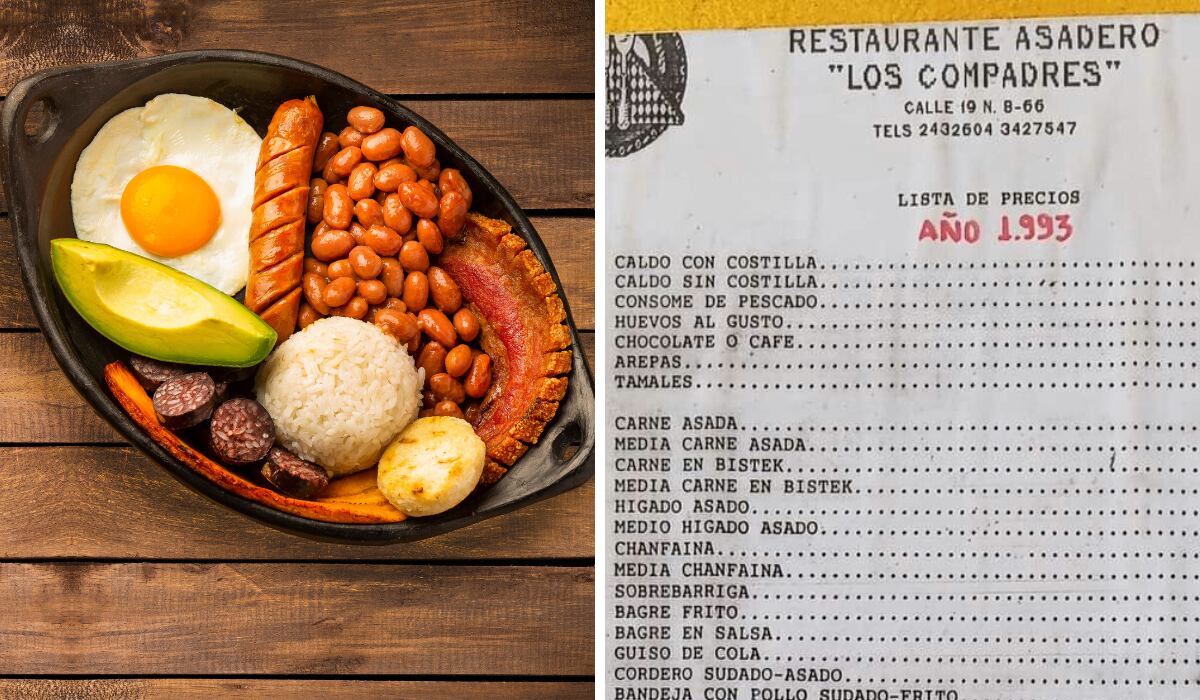 Esto costaba una bandeja paisa y un corrientazo en 1993 en Colombia.