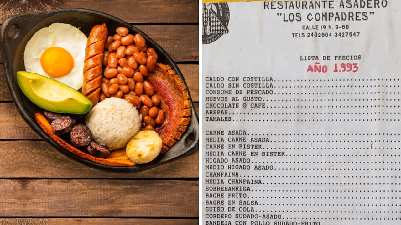 Esto costaba una bandeja paisa y un corrientazo en 1993 en Colombia.