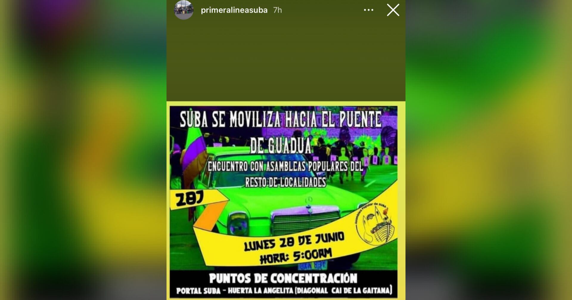 Este lunes se prevén manifestaciones en varias ciudades a propósito de los dos meses del inicio del paro nacional, Suba se moviliza hacia el Puente de Guadua.