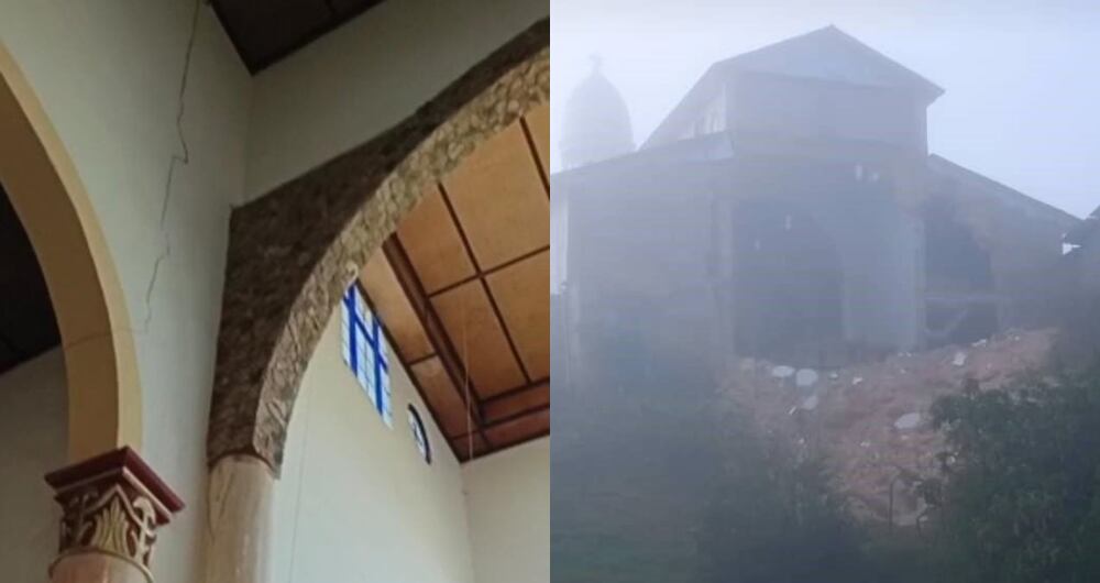 Iglesia de Santa Rosa de Osos colapsó por las fuertes lluvias.