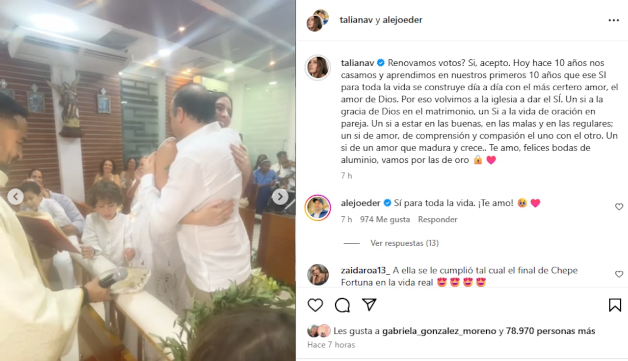 Taliana Vargas le dedicó un emotivo mensaje a su esposo, Alejandro Eder.