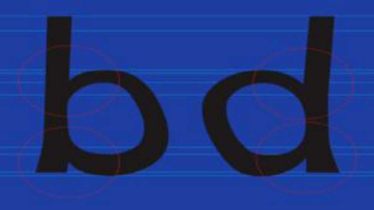 Las letras 'b' y 'd' en la tipografía de Boer tienen formas irregulares para ser fácilmente distinguibles para los disléxicos. Foto: Christian Boer vía BBC Mundo