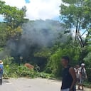 Mineros protestan en el municipio de Cáceres, Antioquia, contra los operativos de la Fuerza Pública.