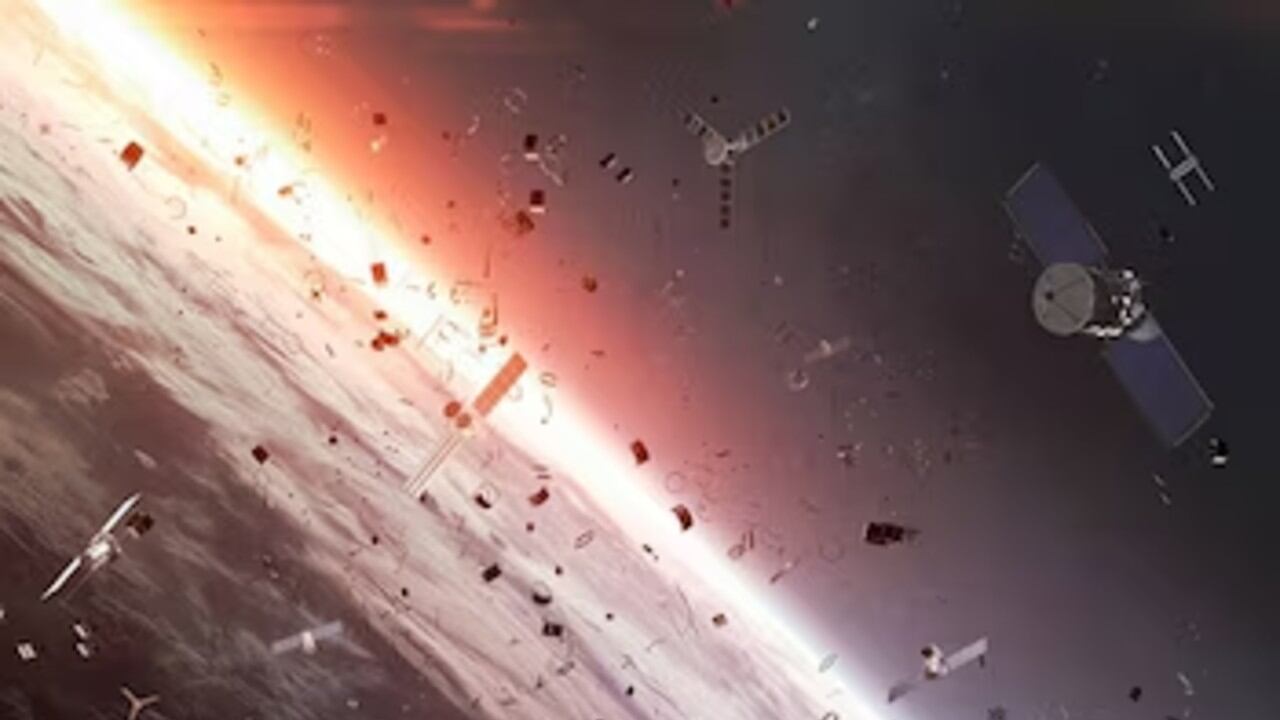 Ilustración de la basura que se acumula en órbita.