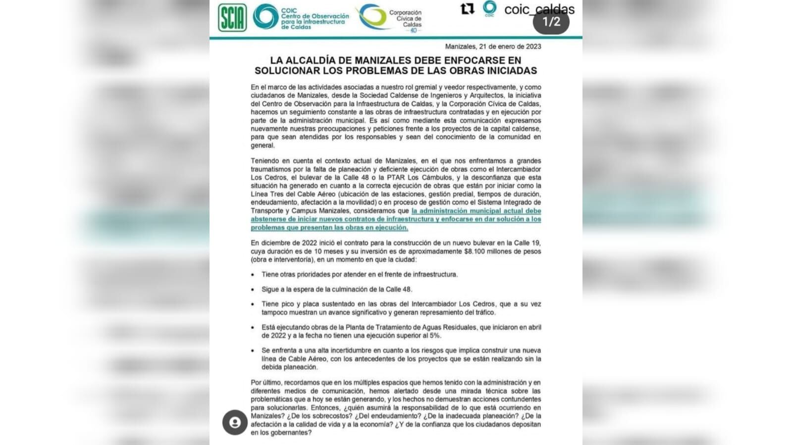 Entre los proyectos mencionados está la Línea Tres del Cable Aéreo