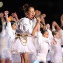 MIAMI, FLORIDA - FEBRUARY 02: Singer Jennifer Lopez's daughter Emme Maribel Muñiz performs during the Pepsi Super Bowl LIV Halftime Show at Hard Rock Stadium on February 02, 2020 in Miami, Florida. (Photo by Tom Pennington/Getty Images)