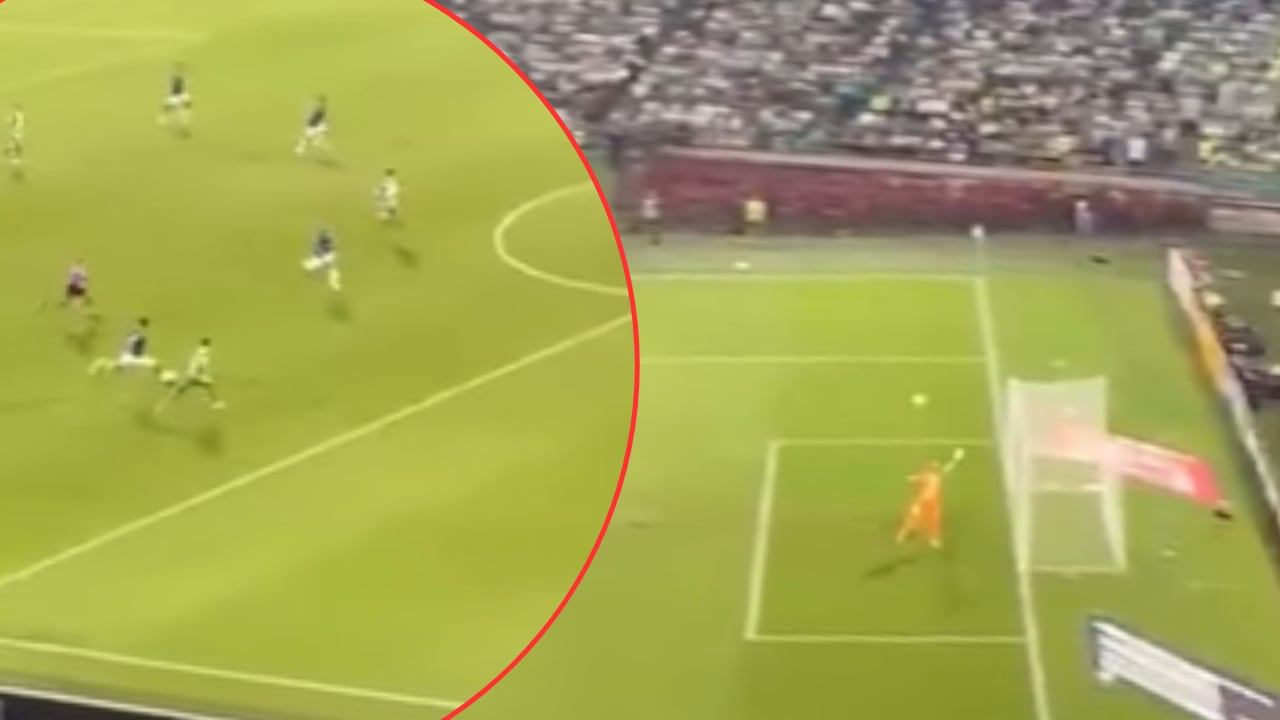 Gol de Rodrigo Contreras, de Millonarios, desde la tribuna del estadio Atanasio Girardot en Sudamericana