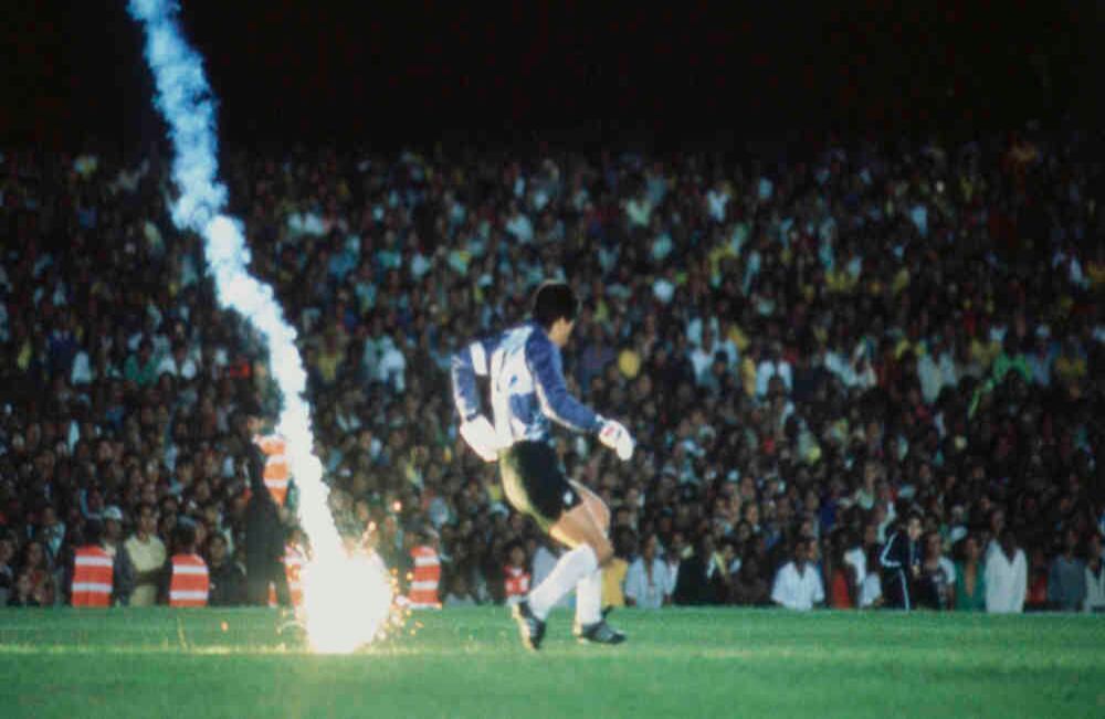 Foto de Ricardo Alfieri, el hijo, tomada en septiembre de 1989, en un partido por las eliminatorias suramericanas hacia Italia 90.