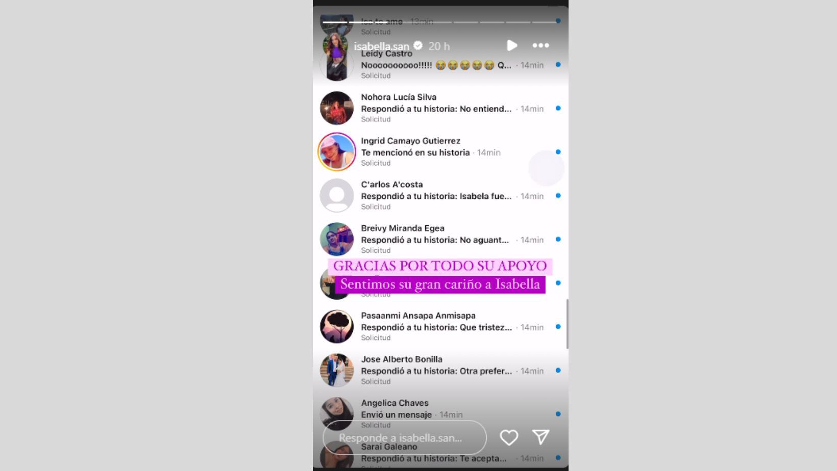 Mensajes de apoyo que ha recibido Isabella tras su expulsión