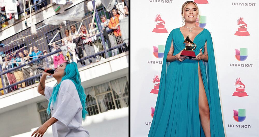 Las reclusas de El Pedregal, a quienes regaló un concierto después de llevarse el Grammy Latino a la mejor del género urbano en 2021.
