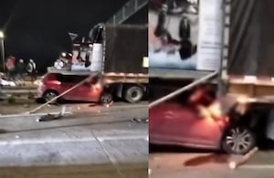 Una persona habría quedado atrapada en el choque entre el vehículo particular y el camión.