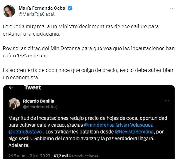 Cabal le responde a Bonilla.