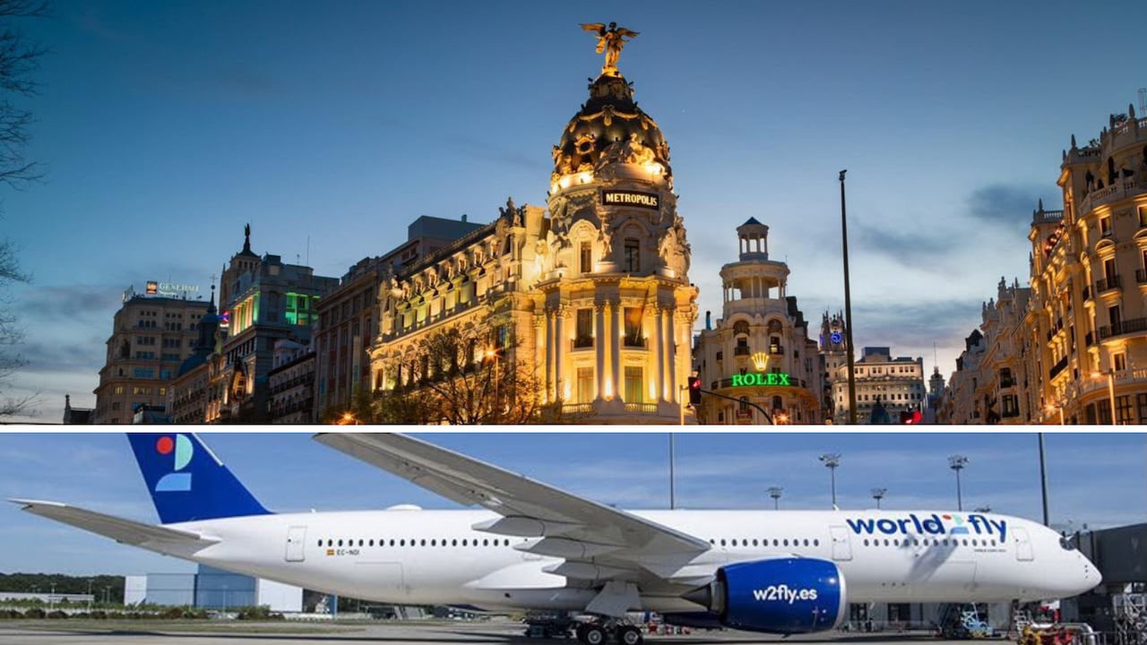 Madrid y avión World2Fly.