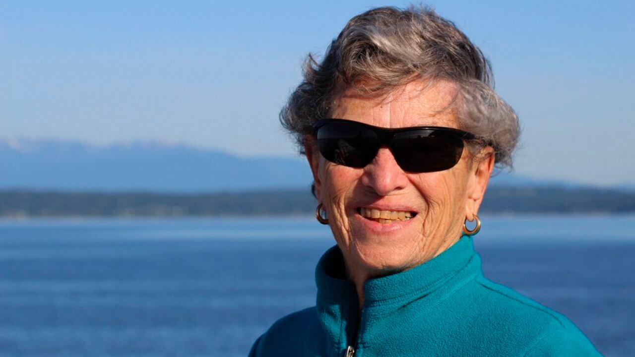 This undated photo provided by Ruth Goldman shows Fran Goldman. A rare winter storm that dumped a foot of snow on Seattle couldn't keep Fran Goldman from her first appointment for the coronavirus vaccine on Sunday, Feb. 14, 2021. The 90-year old walked six miles round trip to get her shot. (Ruth Goldman via AP)