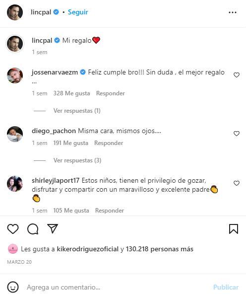 Diego Pachón comentó la publicación que subió Lincoln Palomeque junto a sus hijos