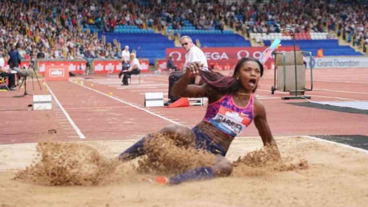 El salto de la antioqueña Caterine Ibargüen marcó 14,51 metros. Foto: Coldeportes
