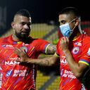 Jerson Malagón y su celebración en el duelo con Aguilas.