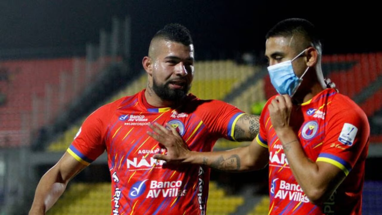 Jerson Malagón y su celebración en el duelo con Aguilas.