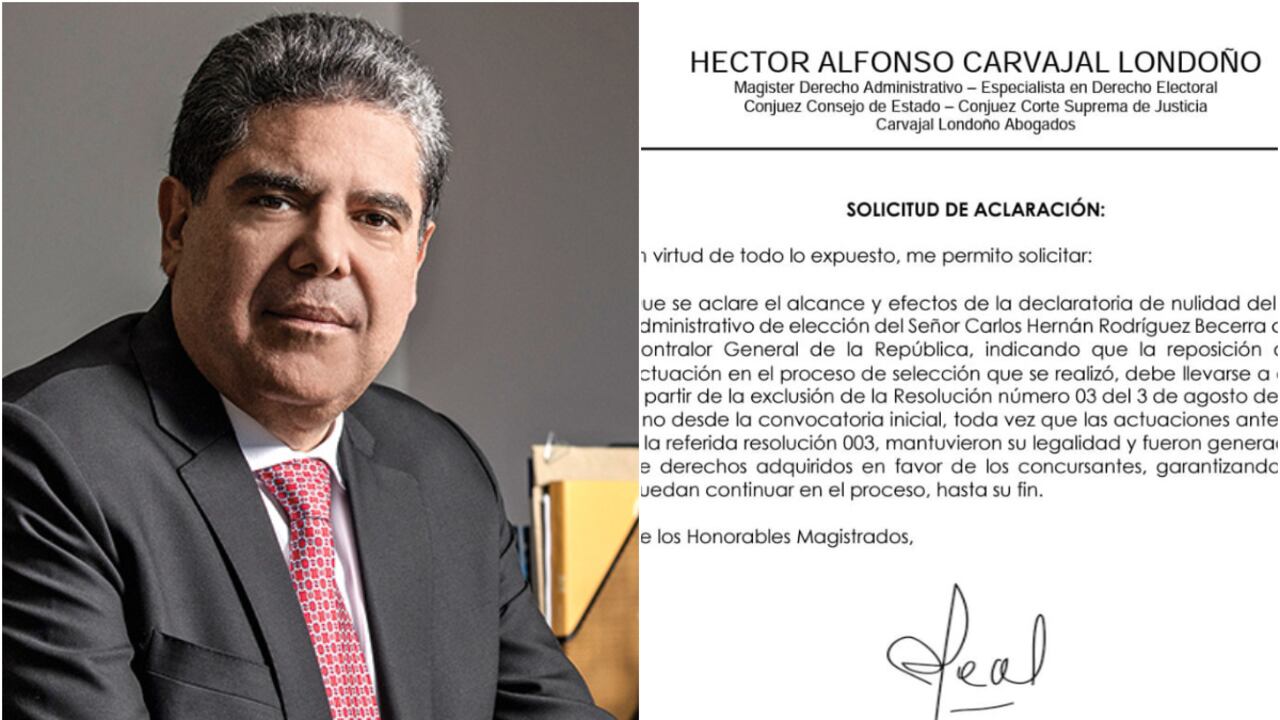 El destituido contralor Carlos Hernán Rodríguez solicita a al Consejo de Estado permitir su participación como candidato.