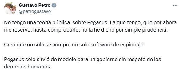 El presidente Gustavo Petro publicó un nuevo mensaje sobre el tema Pegasus.