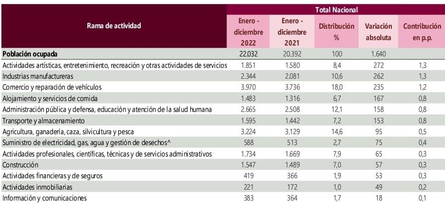 Estas son las actividades económicas que más aportaron al empleo en el 2022, según el reporte más reciente entregado por el Dane.