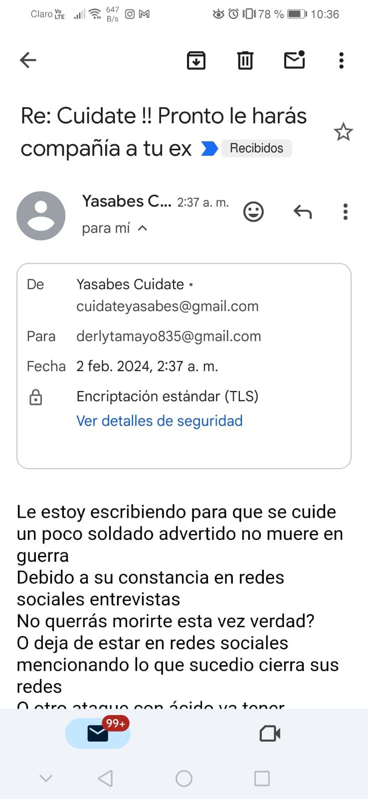 Prueba amenaza de muerte