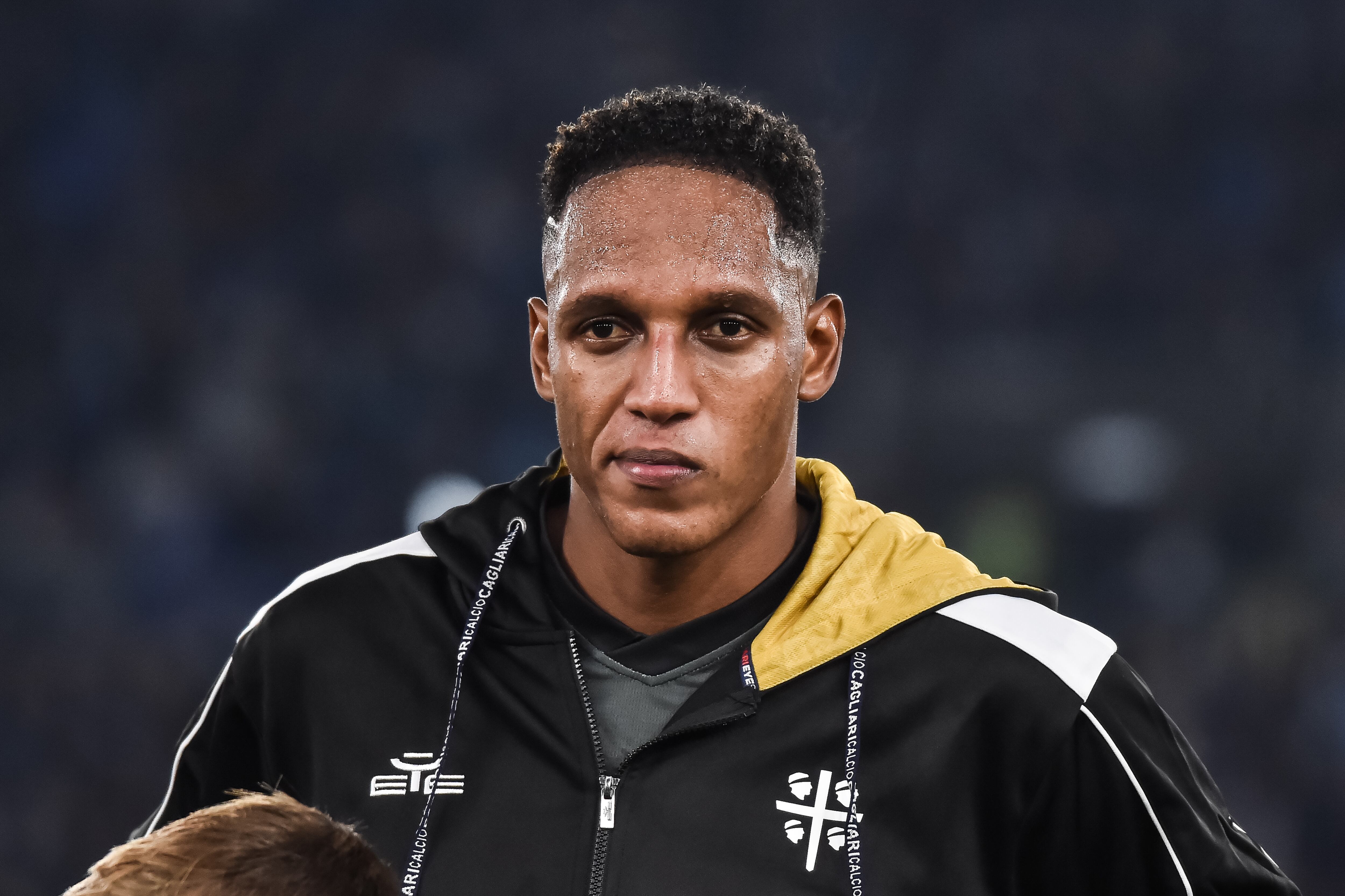 ROME, ITALY - NOVEMBER 04: Yerry Mina of Cagliari  looks on during the Serie A match between SS Lazio and Cagliari at Stadio Olimpico on November 04, 2024 in Rome, Italy. (Photo by Ivan Romano/Getty Images)