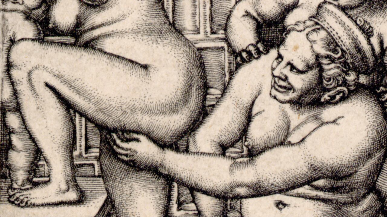 ‘Drei Frauen in der Badestube’, de Beham. Albertina Museum