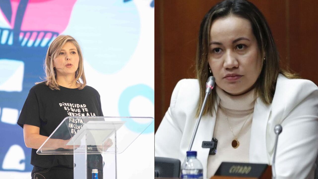 Adriana Guillén, presidenta de Asocajas y Carolina Corcho, ministra de Salud.