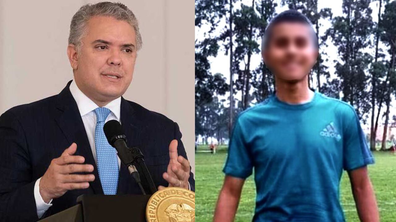 Presidente Iván Duque y el joven Miller Stiven Falla