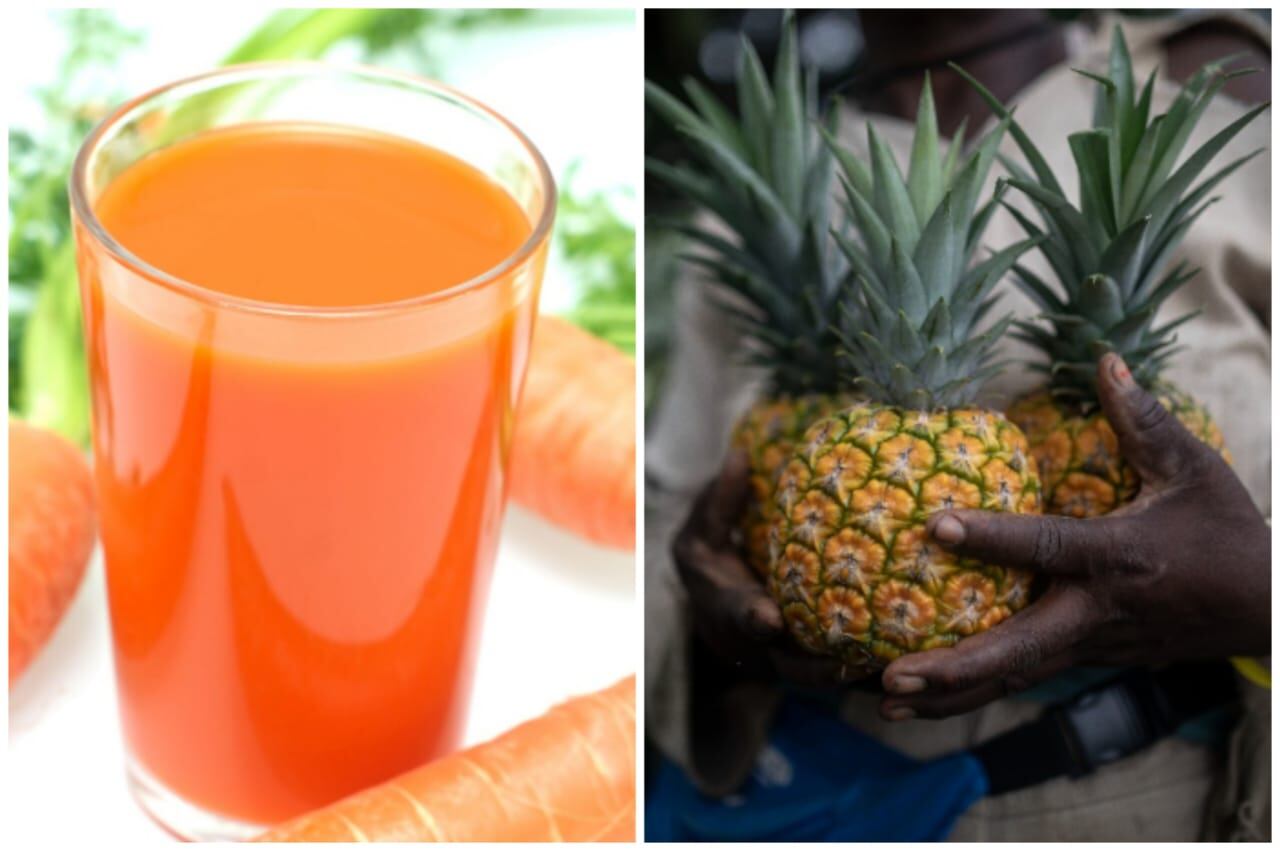 Jugo de zanahoria y piña