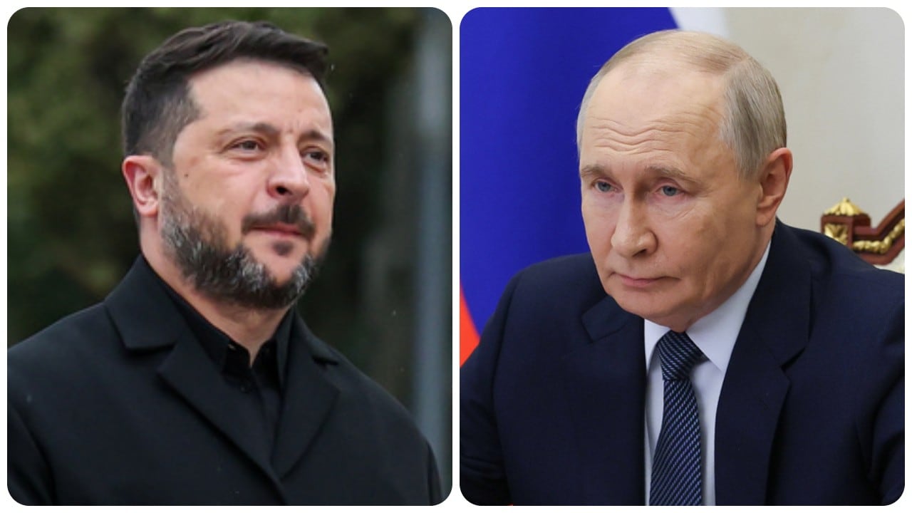 El presidente ucraniano, Volodimir Zelenski, y su homólogo de Rusia, Vladimir Putin.