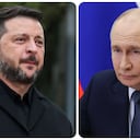 El presidente ucraniano, Volodimir Zelenski, y su homólogo de Rusia, Vladimir Putin.
