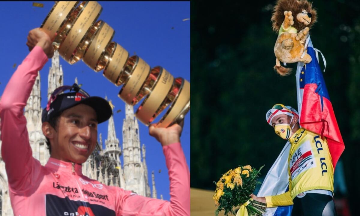 Egan Bernal y Tadej Pogačar, últimos campeones del Giro de Italia y el Tour de Francia respectivamente. El colombiano y el esloveno se coronaron como los mejores en las dos primeras grandes del ciclismo en 2021.