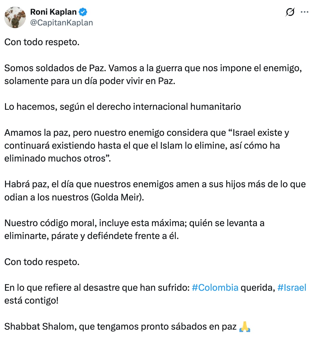 Mensaje emitido por Roni Kaplan