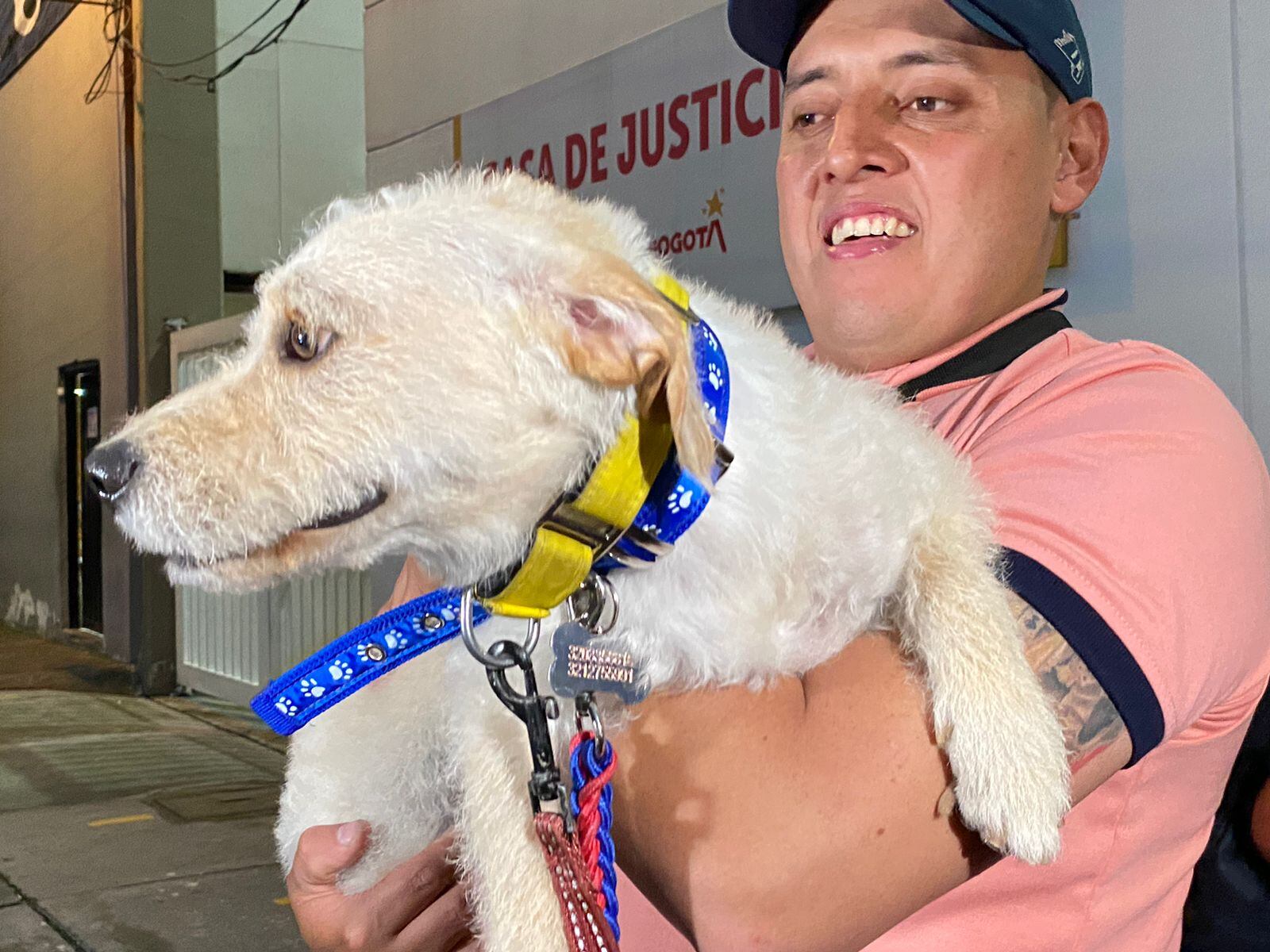 Justin, el perro de la familia Rivera Murcia después de ser liberado.