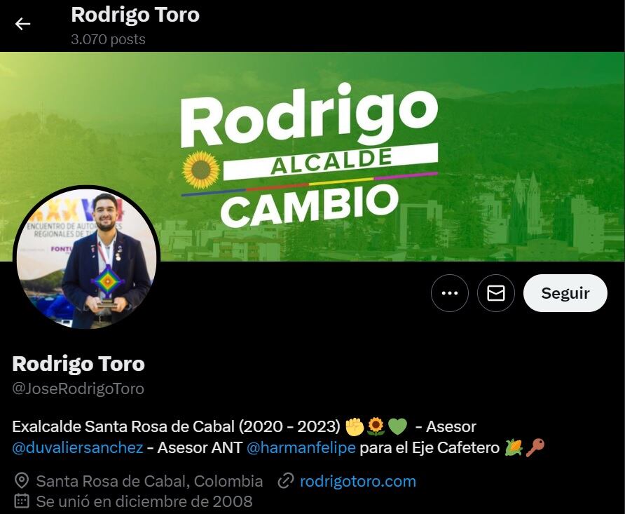 Exalcalde de Santa Rosa de Cabal, Rodrigo Toro, es asesor de la ANT.