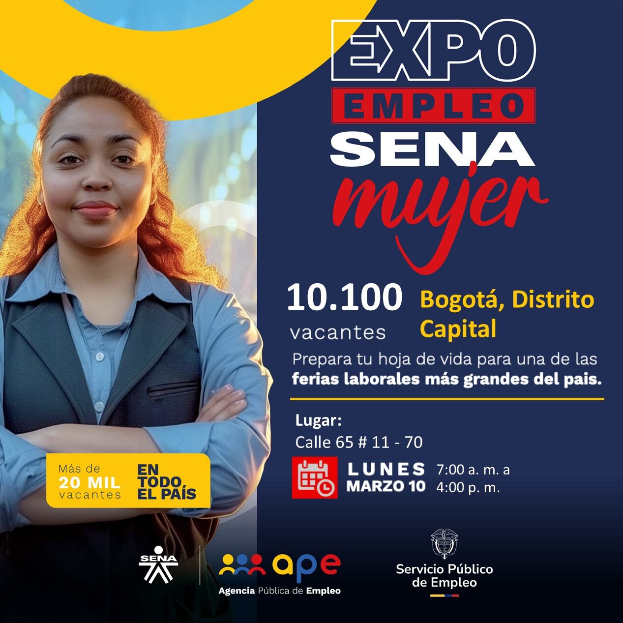 Más de 10.000 vacantes en la feria Expoempleo SENA Mujer