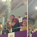 Periodista de Marruecos celebrando la victoria de su selección.