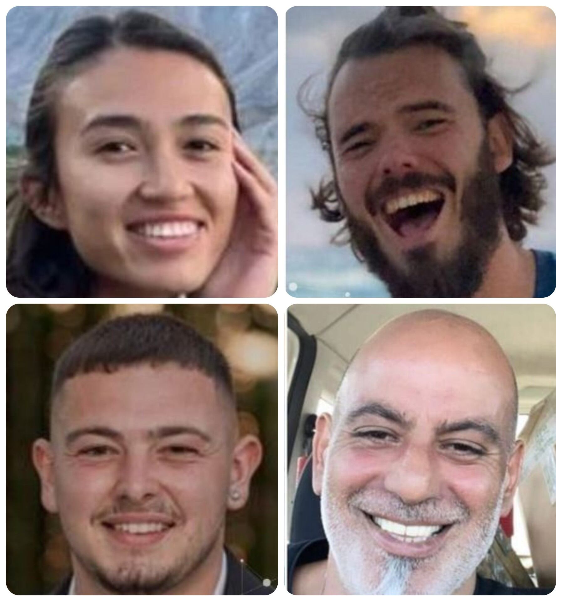 Rescatan cuatro rehenes israelíes: Se trata de Noa Argamani (arriba izquierda), Almog Meir Jan (abajo izquierda), Andrey Kozlov (arriba derecha) y Shlomi Ziv (abajo izquierda).