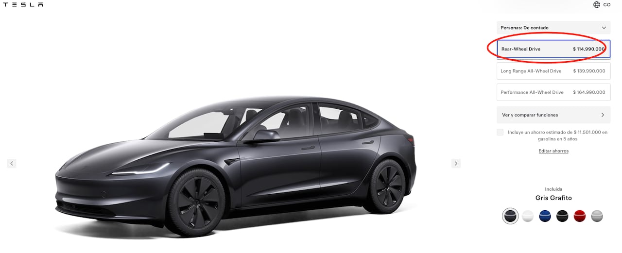 El Model 3 de Tesla ajustó su precio para Colombia a unos días de su lanzamiento.