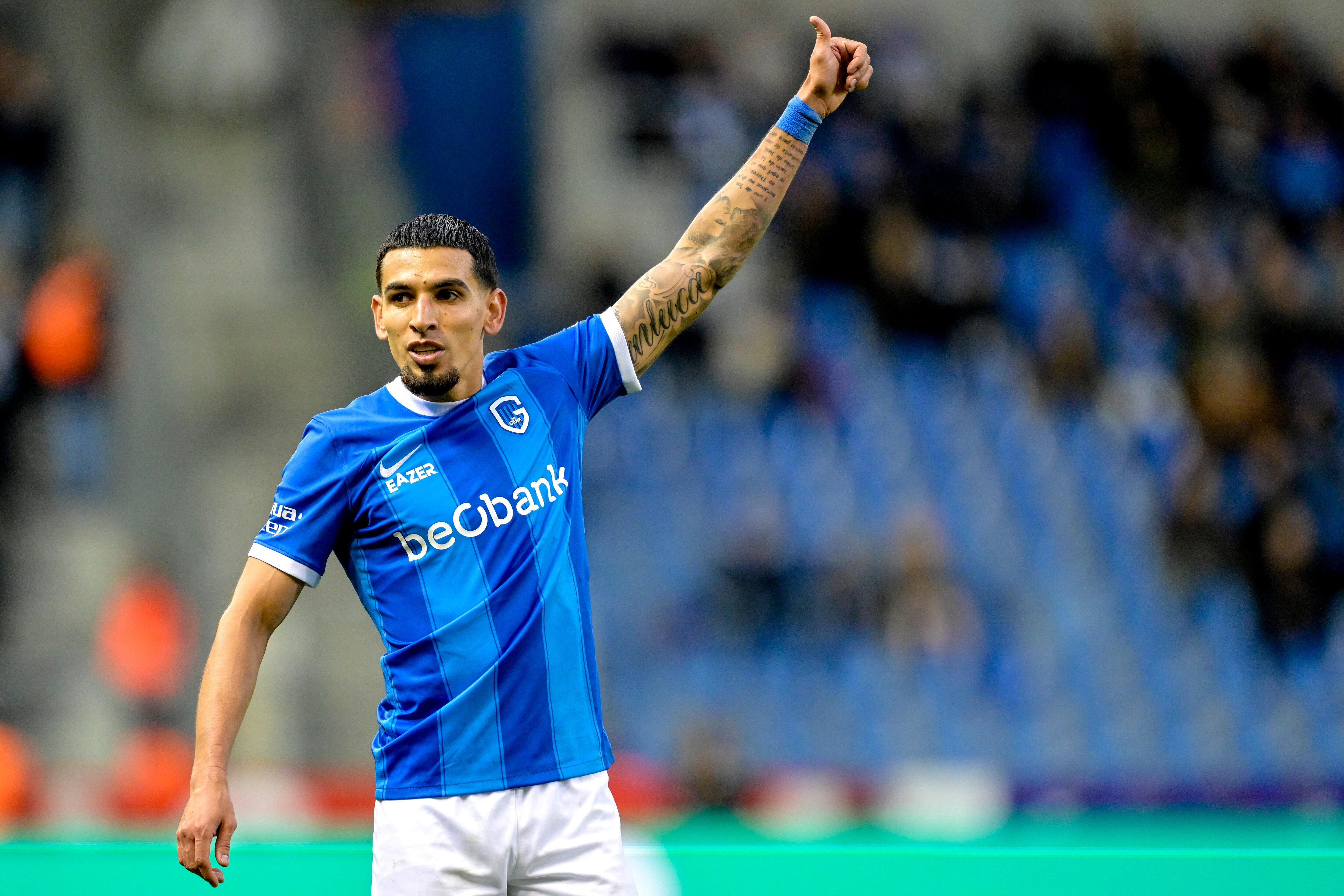 GENK, BELGIUM - NOVEMBER 12 : Munoz Daniel defender of KRC Genk during the Jupiler Pro League match between KRC Genk and OH Leuven on November 12, 2023 in Genk, Belgium, 12/11/2023 ( Photo by Sebastien Smets / Photonews via Getty Images)