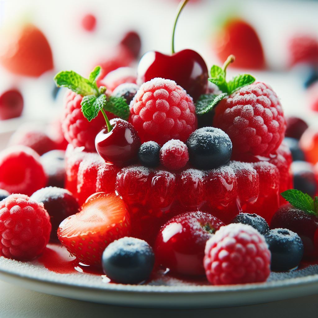 Postre de frutos rojos.