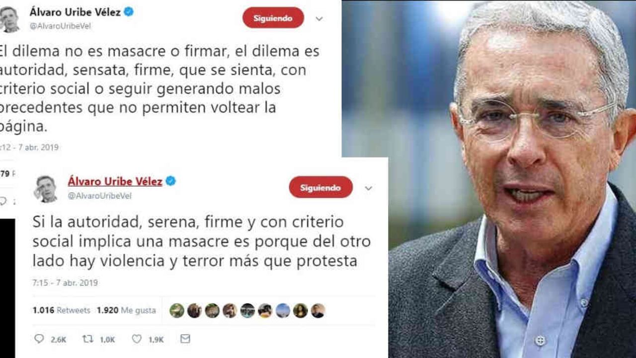 Uribe dijo:"el dilema no es masacre o firmar, el dilema es autoridad".