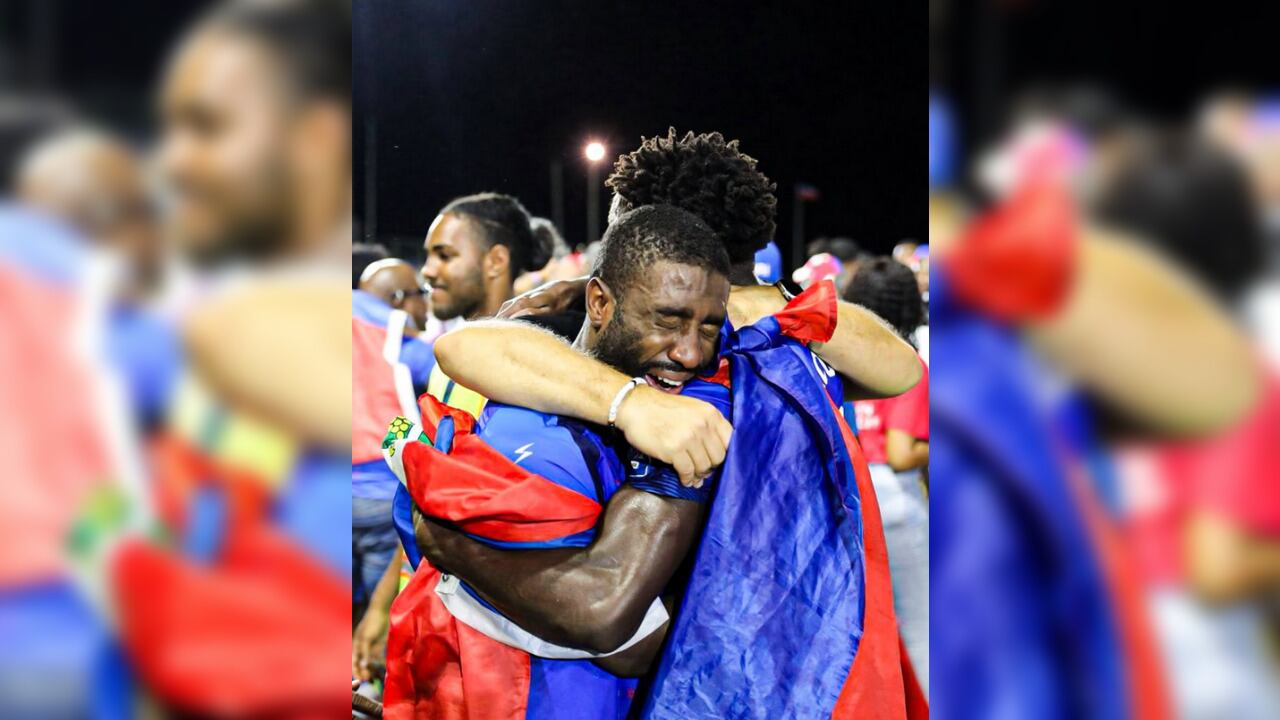 Los jugadores de Haití celebrando en Curazao, hogar de la selección haitiana por razones de seguridad