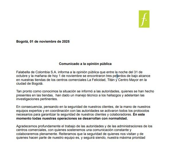 Falabella emitió un comunicado.