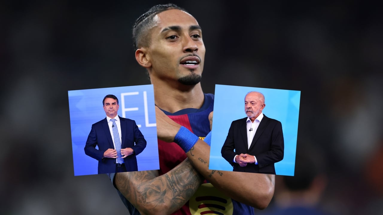Raphinha, Flavio Bolsonaro y Lula Da Silva